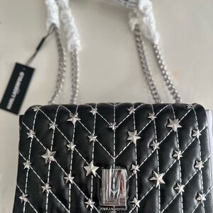 Karl Lagerfeld Black Star-Studded Shoulder Bag
